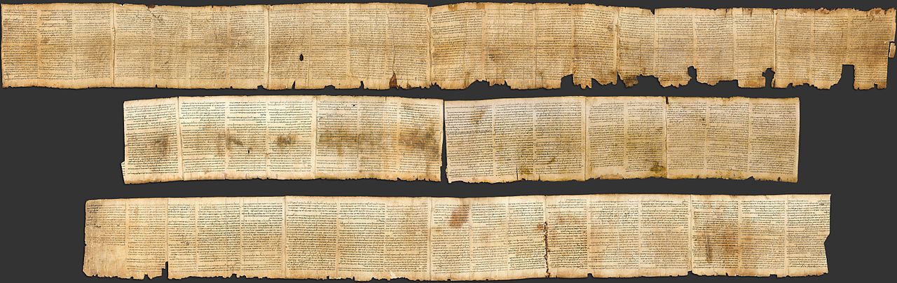 Photographic reproduction of the Great Isaiah Scroll, the best preserved of the biblical scrolls found at Qumran. It contains the entire Book of Isaiah in Hebrew, apart from some small damaged parts. Photographic reproduction of the Great Isaiah Scroll, the best preserved of the biblical scrolls found at Qumran. It contains the entire Book of Isaiah in Hebrew, apart from some small damaged parts.